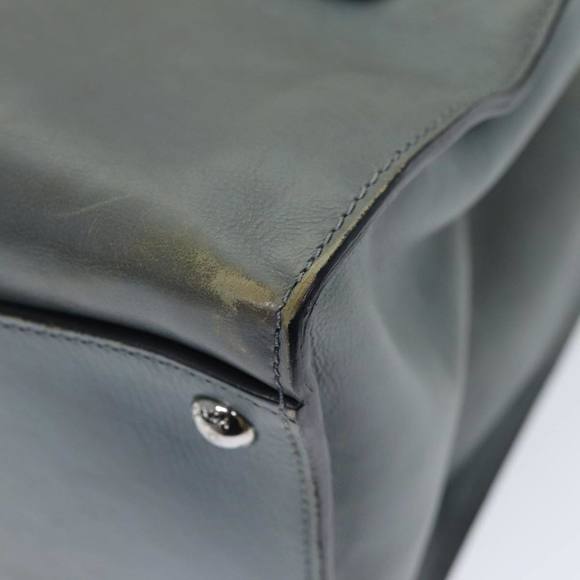 PRADA Hand Bag Leather 2way Gray Auth 72026 - Picture 9 of 16